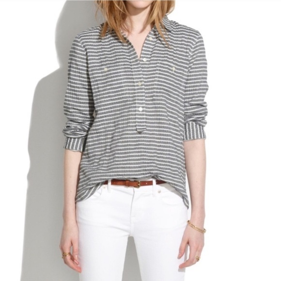 Madewell Tops - Madewell Market Popover in Crinkle Stripe
